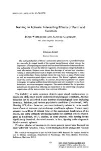 Naming in Aphasia: Interacting Effects of Form and Function