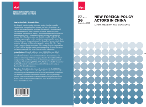 New Foreign Policy Actors in China, SIPRI Policy Paper no. 26