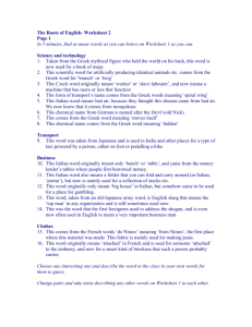 The Roots of English- Worksheet 2 Page 1 In 5 minutes, find as