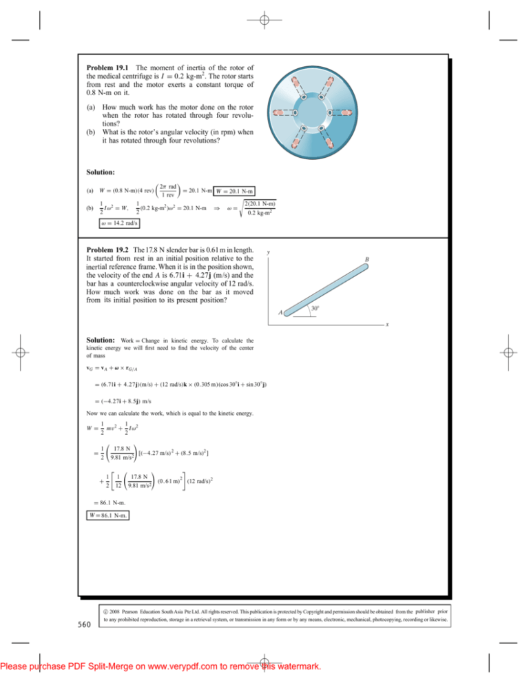 Problem 19 1 The Moment Of Inertia Of The Rotor Of The