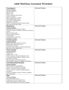 Adult Med/Surg Assessment Worksheet