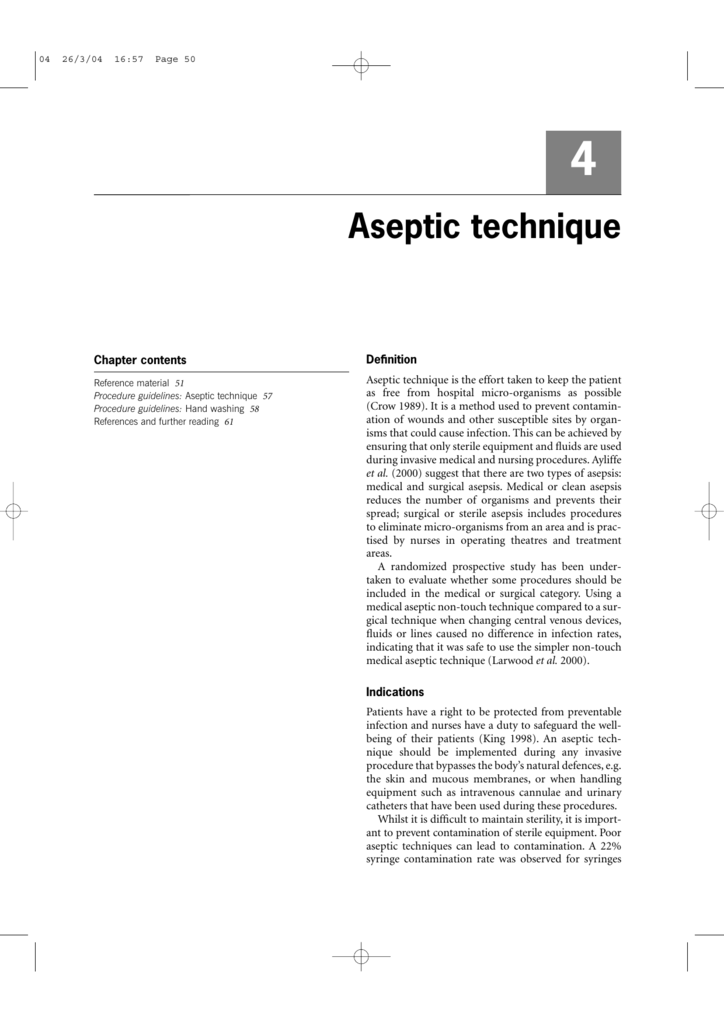 aseptic procedure examples
