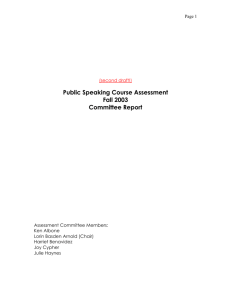 Public Speaking Program Assessment Report 2003