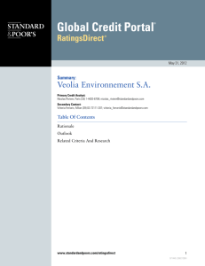 Ratings Direct Veolia Environnement S.A.