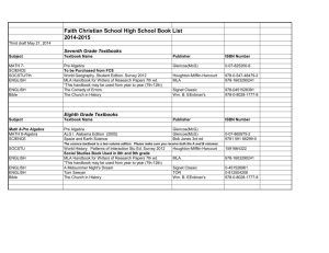 Faith Christian School High School Book List 2014-2015