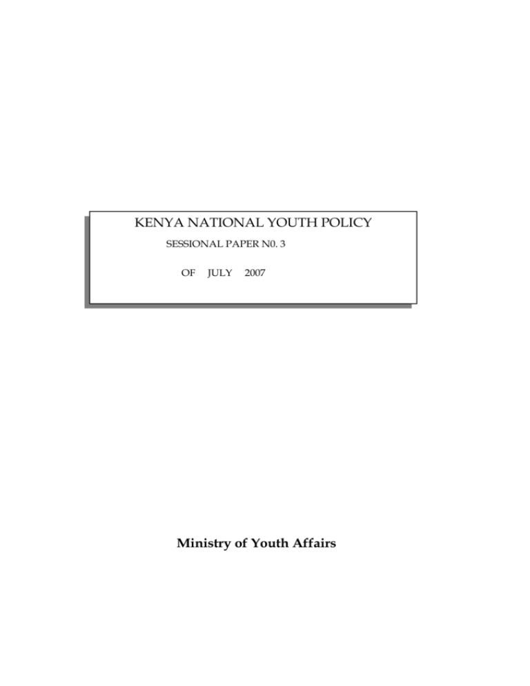 Ministry Of Youth Affairs KENYA NATIONAL YOUTH