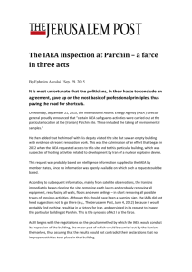 The IAEA inspection at Parchin – a farce in three acts