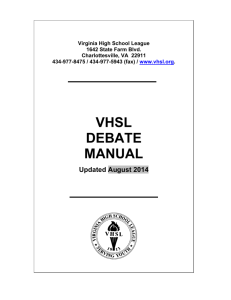 vhsl debate manual - Virginia High School League
