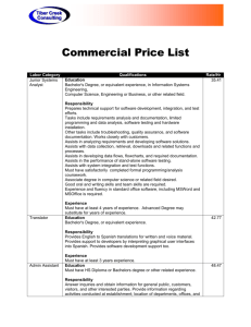 Commercial Price List - Tiber Creek Consulting