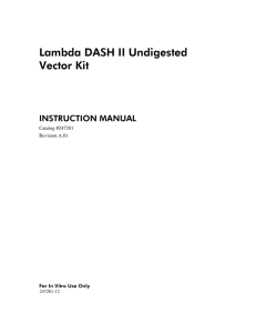 Manual: Lambda DASH II Undigested Vector Kit