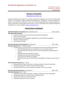 View Full Resume - Scientific & Regulatory Consultants Inc.