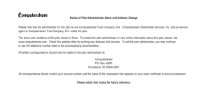 Notice of Plan Administrator Name and Address