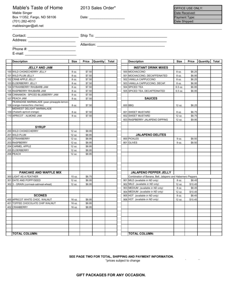 order form