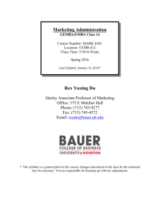 EMBA Marketing Syllabus - C.T. Bauer College of Business