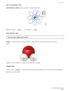 Unit 2: The Chemistry of Life Quick Chemistry: Matter ​(sketch and