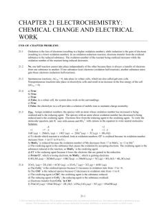 chapter 21 electrochemistry: chemical change and electrical work
