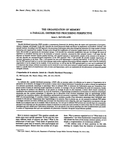 THE ORGANIZATION OF MEMORY A PARALLEL DISTRIBUTED