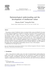 Epistemological understanding and the development of intellectual
