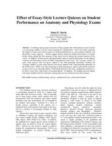 Effect of Essay-Style Lecture Quizzes on Student