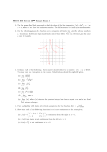 MATH 140 Section 01** Sample Exam 1 1. Use the secant