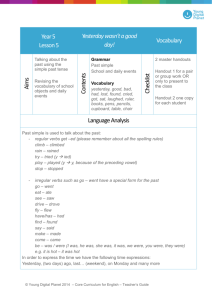 Year 5 Lesson 5 Yesterday wasn't a good day! Vocabulary Aims