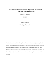 Capital Market Imperfections, High