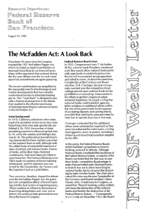 The McFadden Act: A Look Back - Federal Reserve Bank of San
