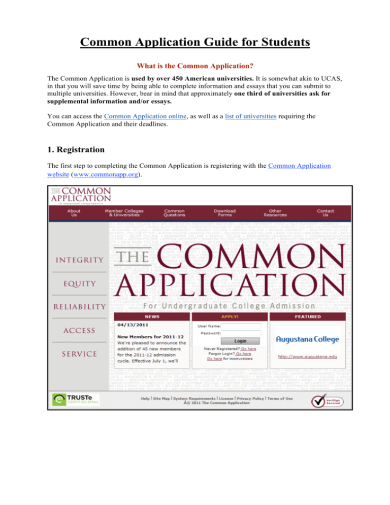 Common Application Guide For Students