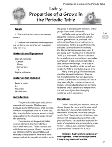 Lab 5: Properties of a Group in the Periodic Table