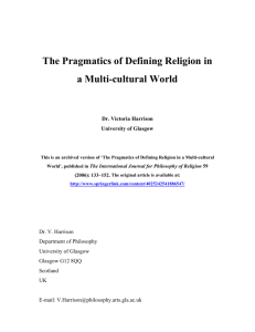The Pragmatics of Defining Religion in a Multi