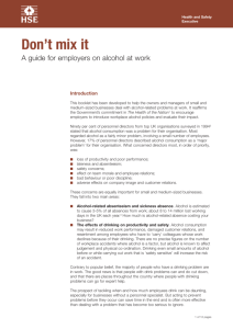 Don't mix it: A guide for employers on alcohol at work INDG240