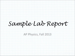 Sample Lab Report - AP Physics at Centennial HS