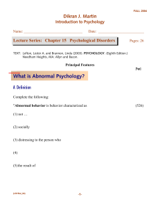 What is Abnormal Psychology?