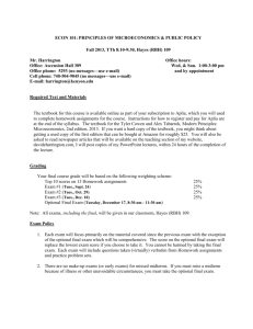 ECON 101: PRINCIPLES OF MICROECONOMICS & PUBLIC