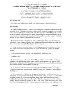 Chapter 2. Louisiana Consumer Credit Law