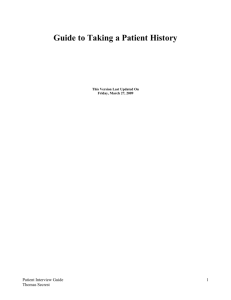 Guide to Taking a Patient History
