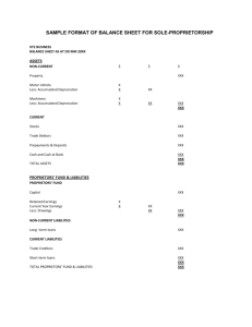 sample format of balance sheet for sole-proprietorship