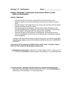 Geology 112 – Earthquakes Name Activity 1 Worksheet