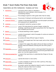 Grade 7 Social Studies Final Exam Study Guide