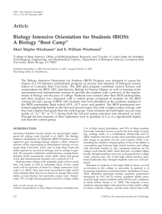 Article Biology Intensive Orientation for Students (BIOS): A Biology