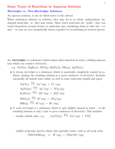 Some Types of Reactions in Aqueous Solution