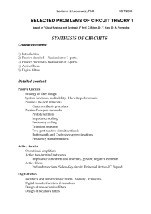 selected problems of circuit theory 1 synthesis of circuits