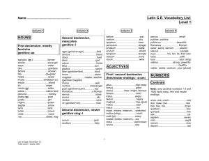 Latin CE Vocabulary List Level 1 NOUNS