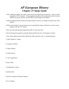 AP Euro -- Chapter 25 Study Guide