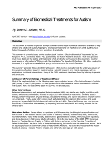 Summary of Biomedical Treatments for Autism