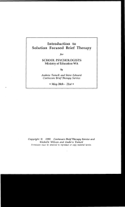 Introduction to Solution Focused Brief Therapy
