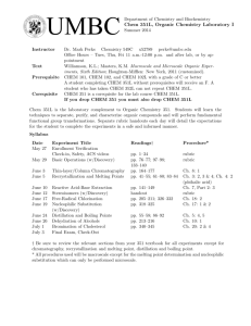 Chem 351L, Organic Chemistry Laboratory I