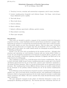 Relativistic kinematics of Particle Interactions, St. Petersburg University