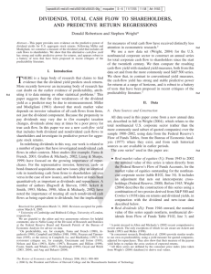 dividends, total cash flow to shareholders, and predictive return