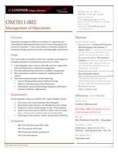 OM7011-002 - Carl H. Lindner College of Business